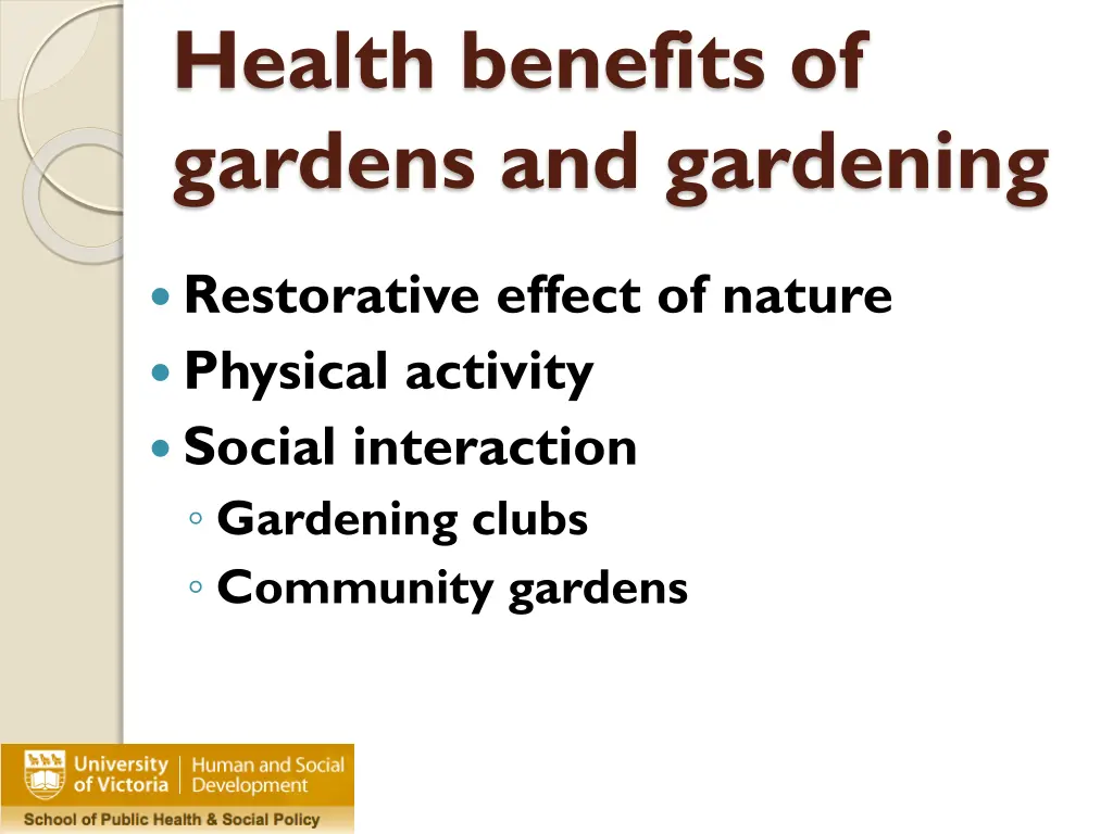 health benefits of gardens and gardening