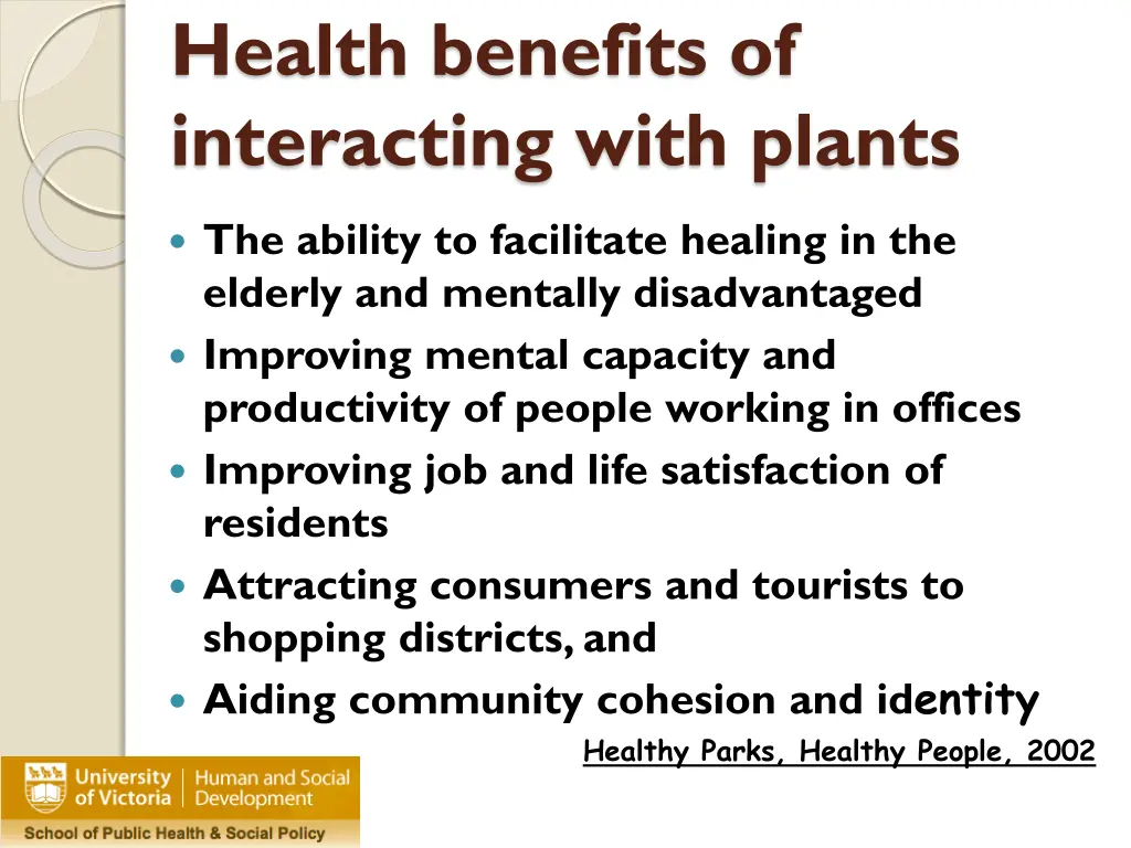 health benefits of interacting with plants