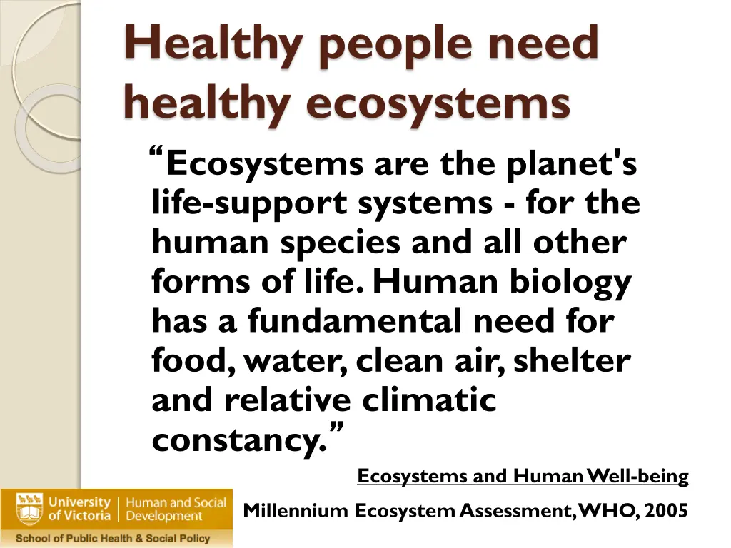 healthy people need healthy ecosystems ecosystems