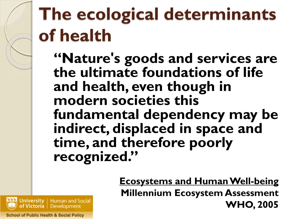 the ecological determinants of health nature