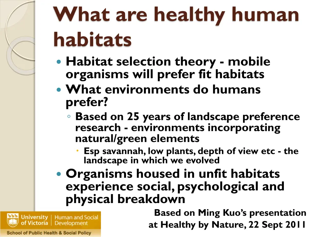 what are healthy human habitats habitat selection