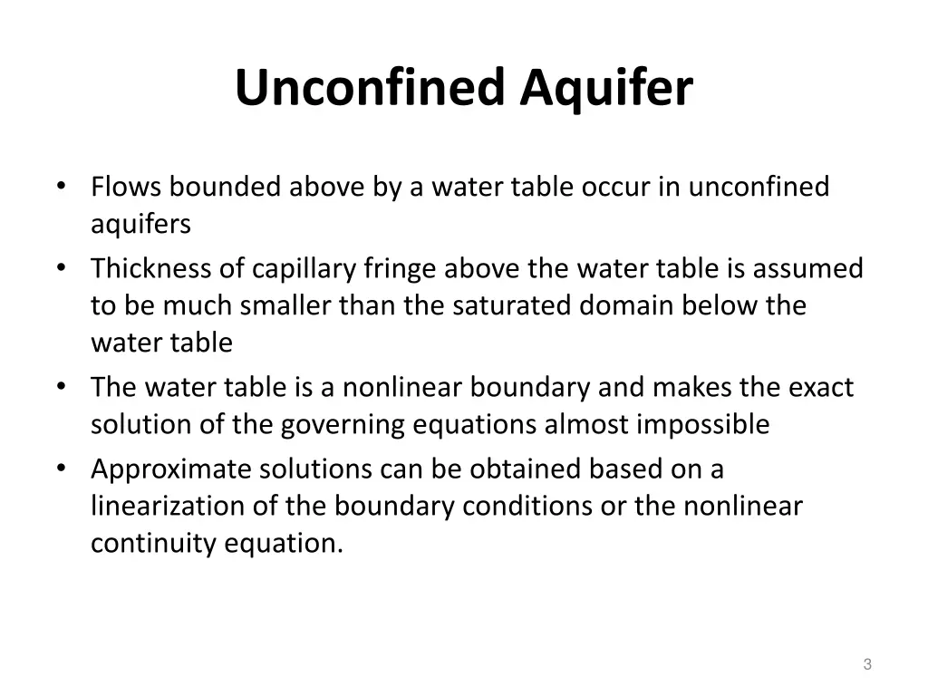 unconfined aquifer