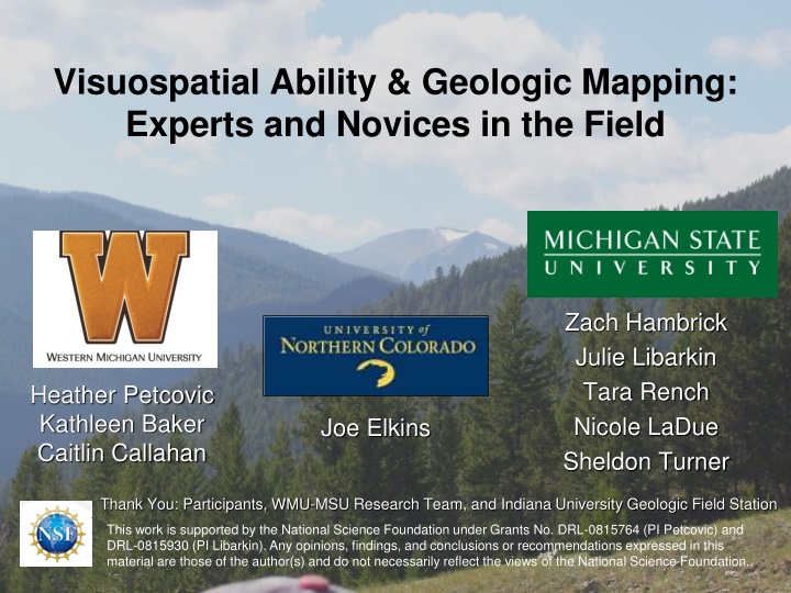 visuospatial ability geologic mapping experts