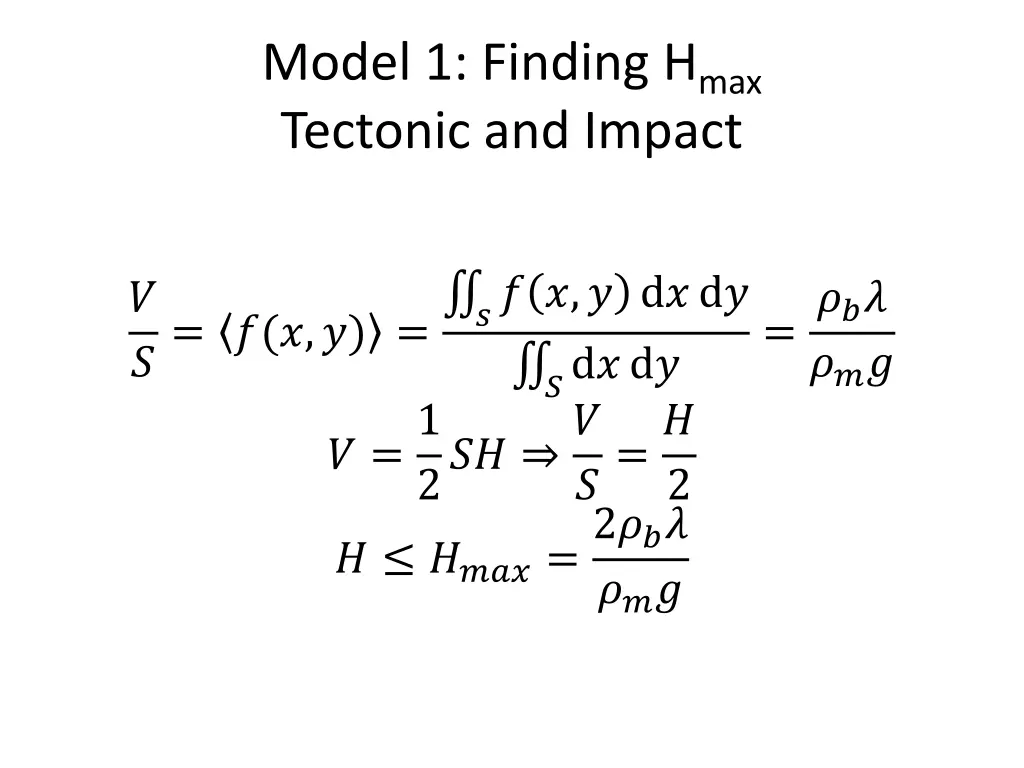 model 1 finding h max tectonic and impact