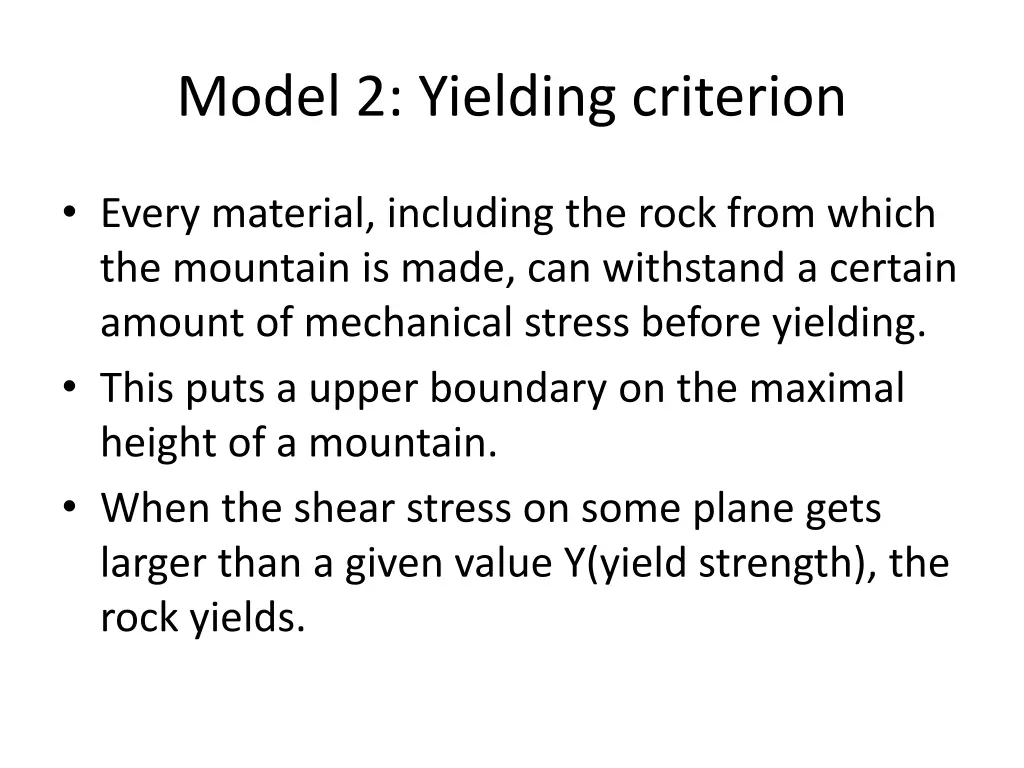 model 2 yielding criterion