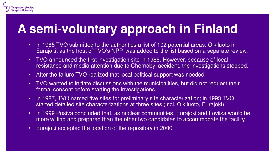 a semi voluntary approach in finland