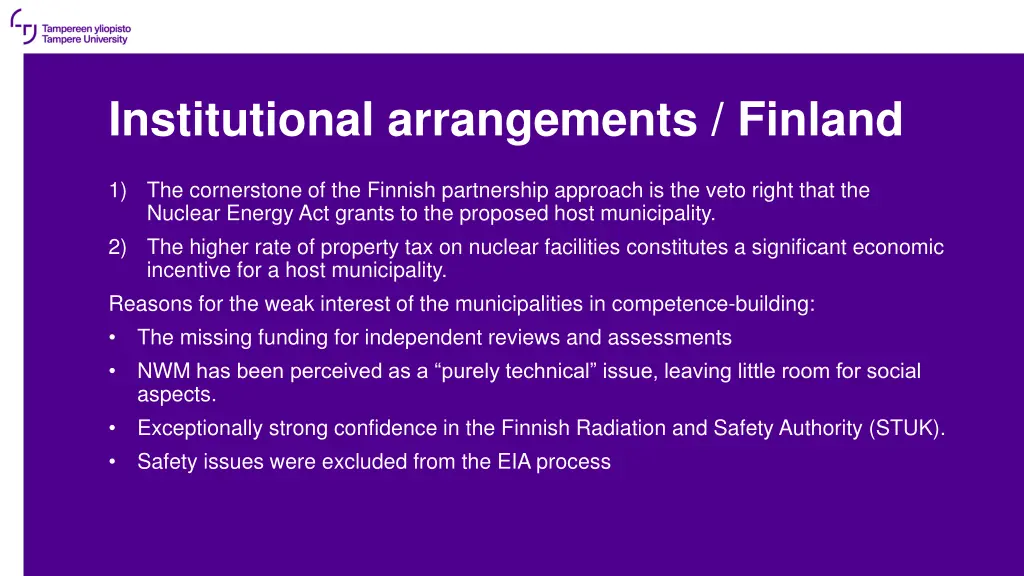 institutional arrangements finland