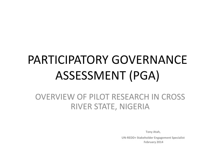 participatory governance assessment pga