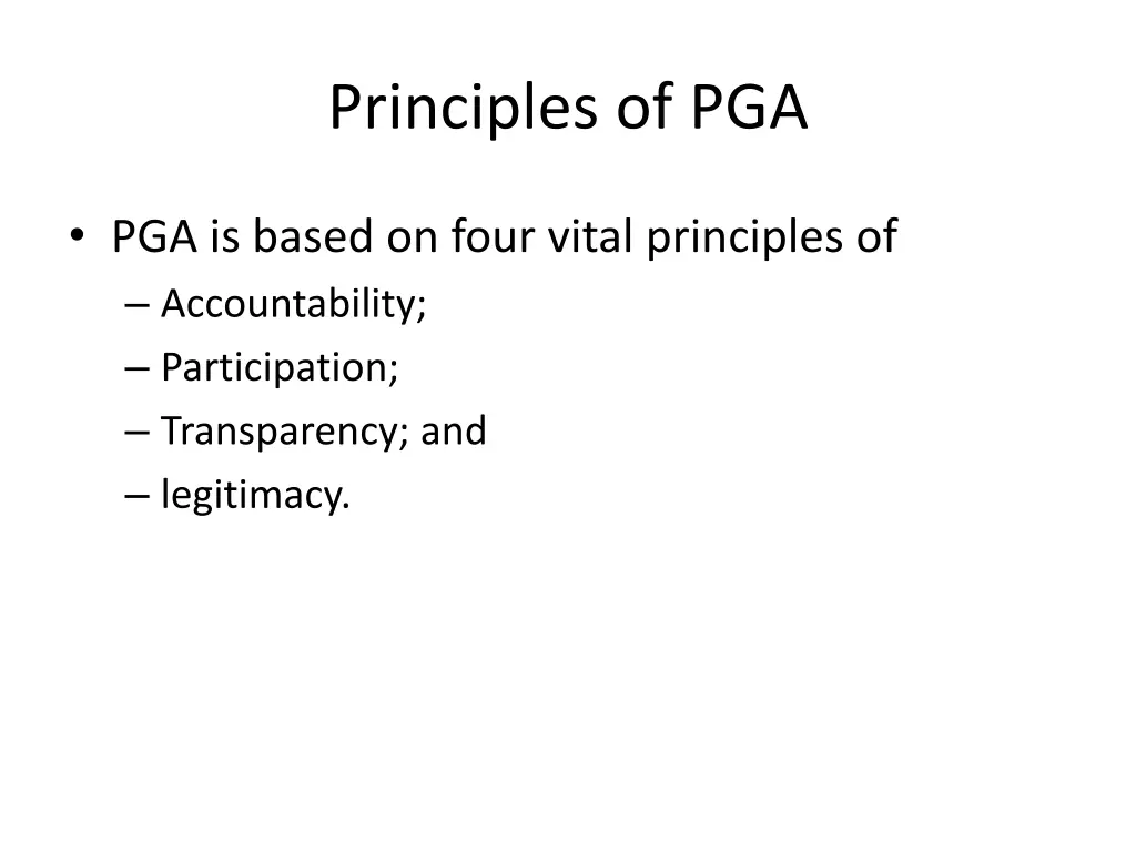 principles of pga