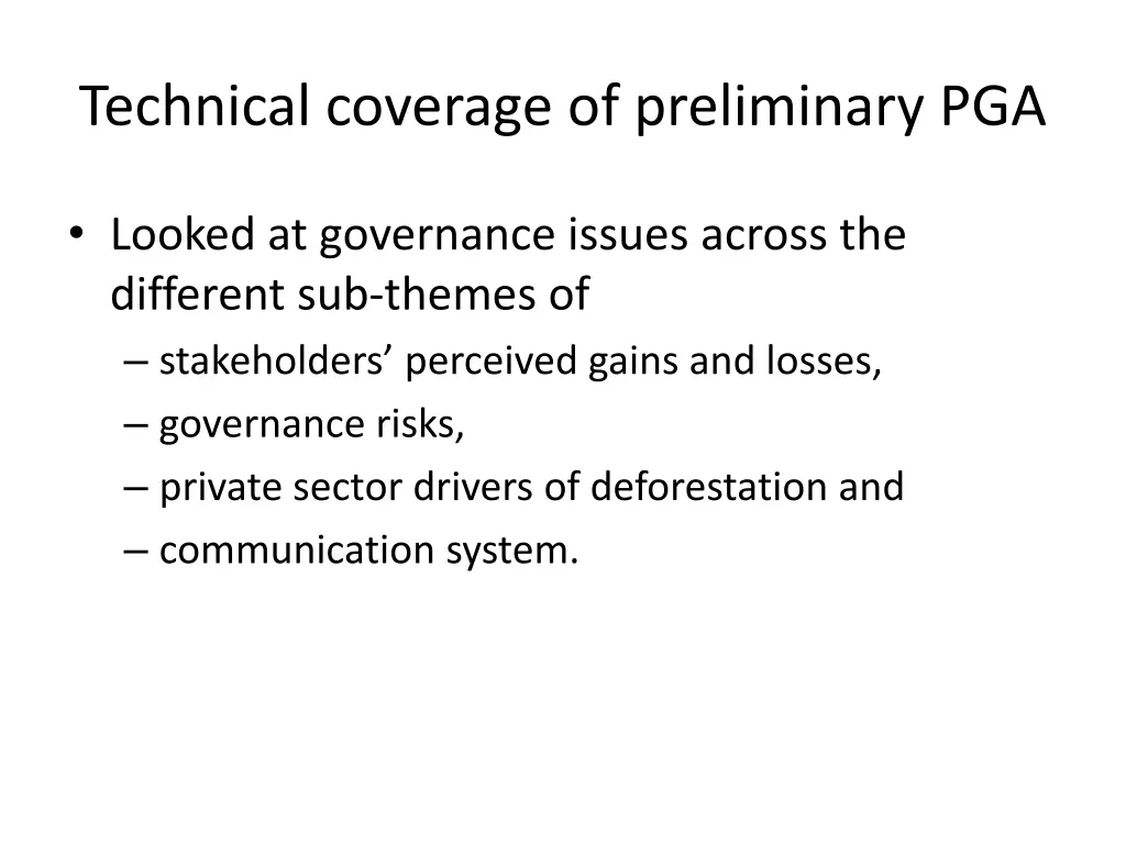 technical coverage of preliminary pga