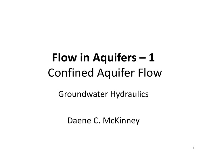 flow in aquifers 1 confined aquifer flow