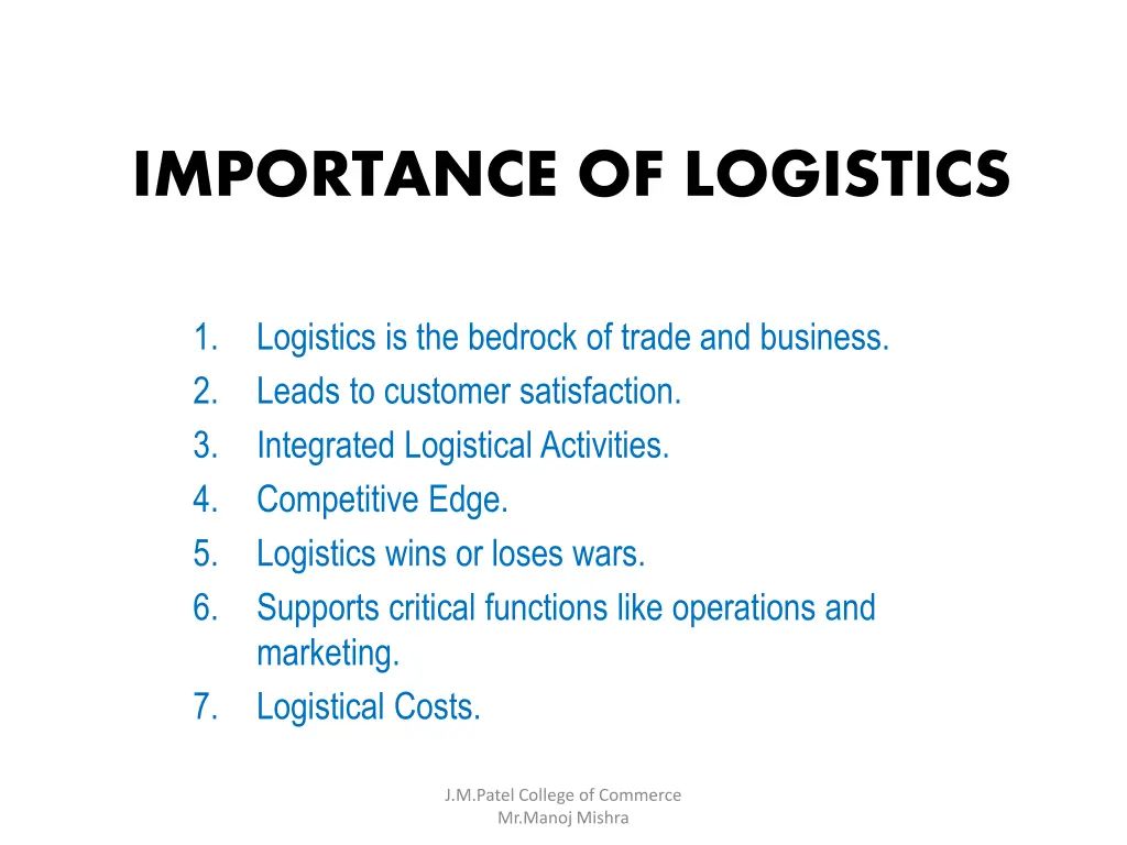 importance of logistics