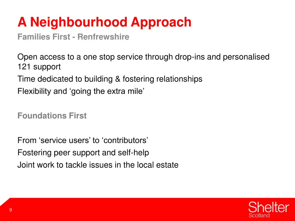 a neighbourhood approach families first