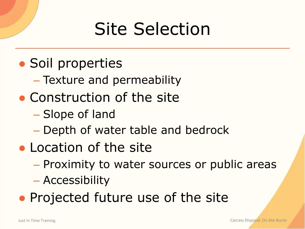 site selection