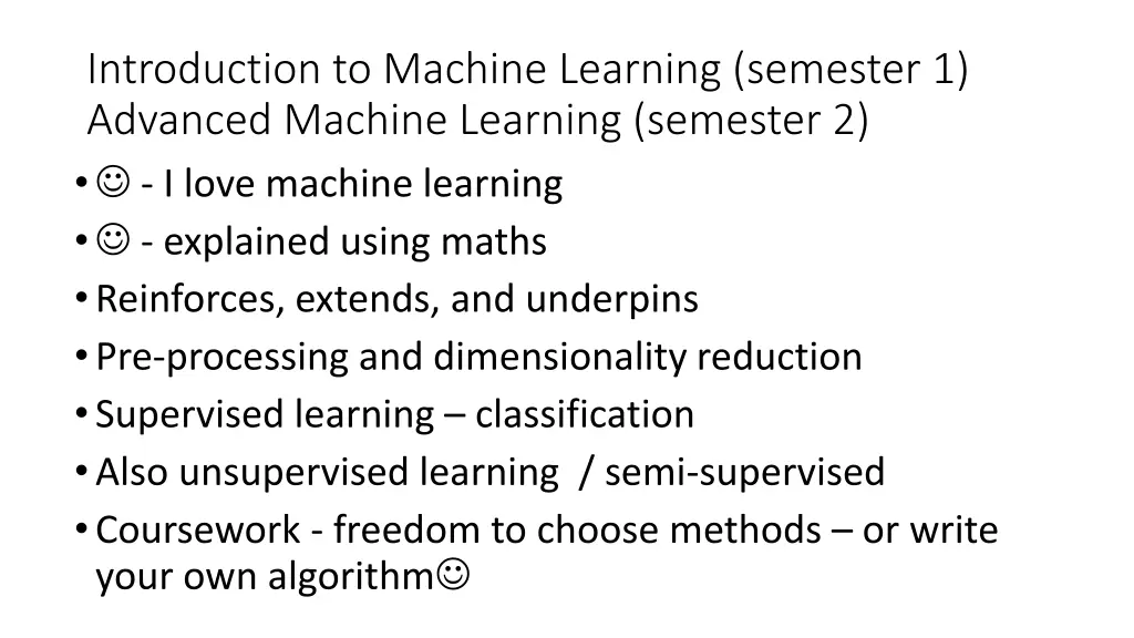 introduction to machine learning semester