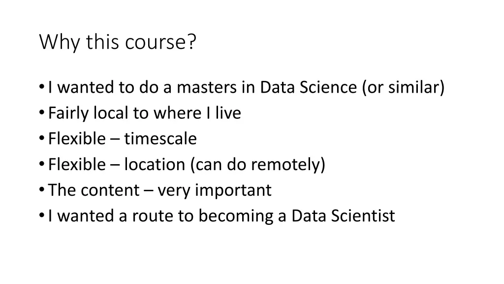 why this course