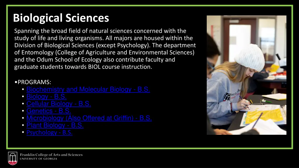 biological sciences spanning the broad field