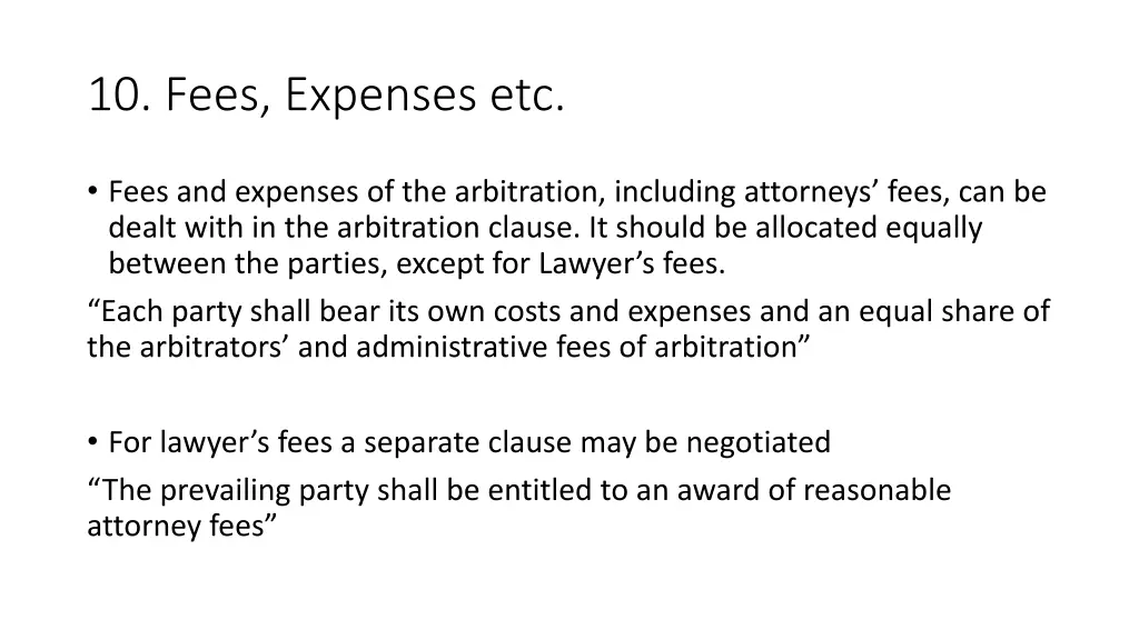 10 fees expenses etc