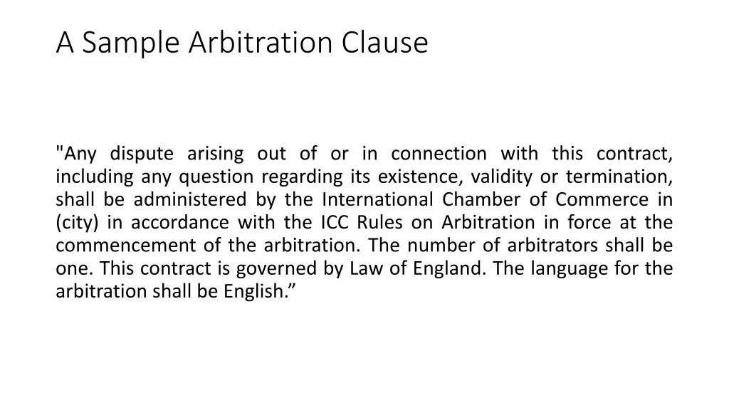 a sample arbitration clause