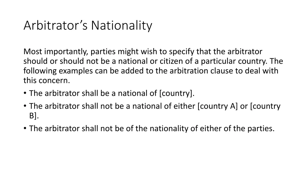 arbitrator s nationality