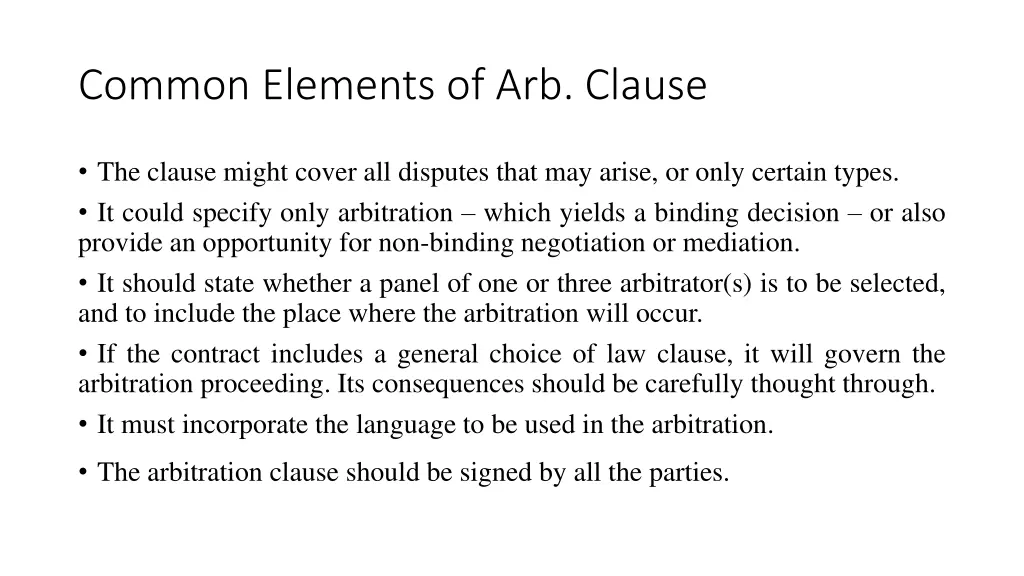 common elements of arb clause