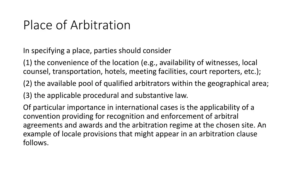 place of arbitration