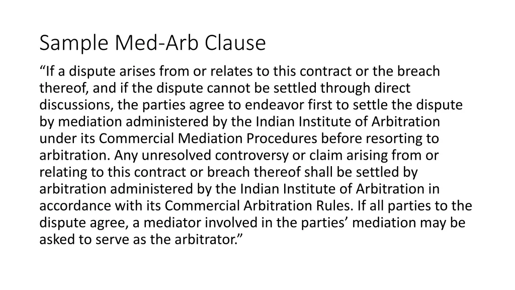 sample med arb clause