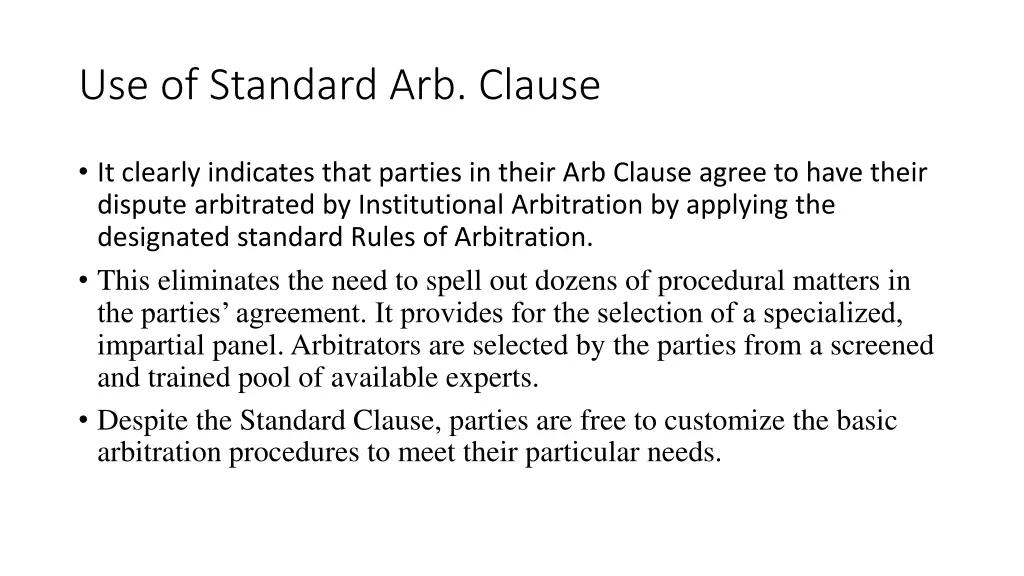 use of standard arb clause