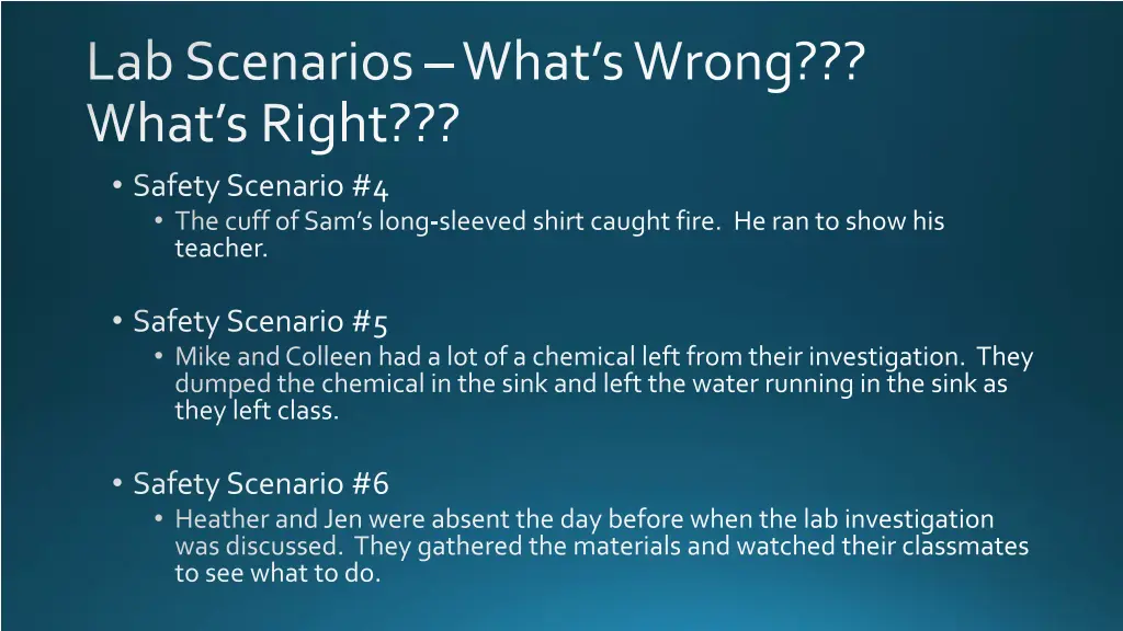 lab scenarios what s wrong what s right safety 1