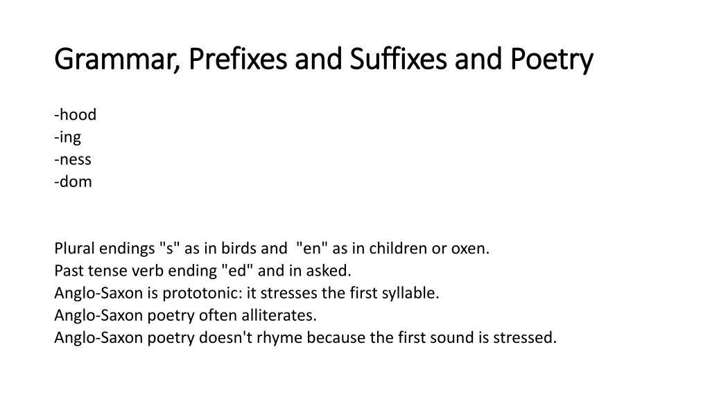 grammar prefixes and suffixes and poetry grammar