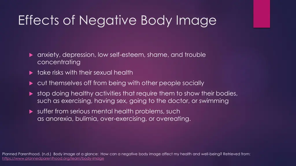 effects of negative body image