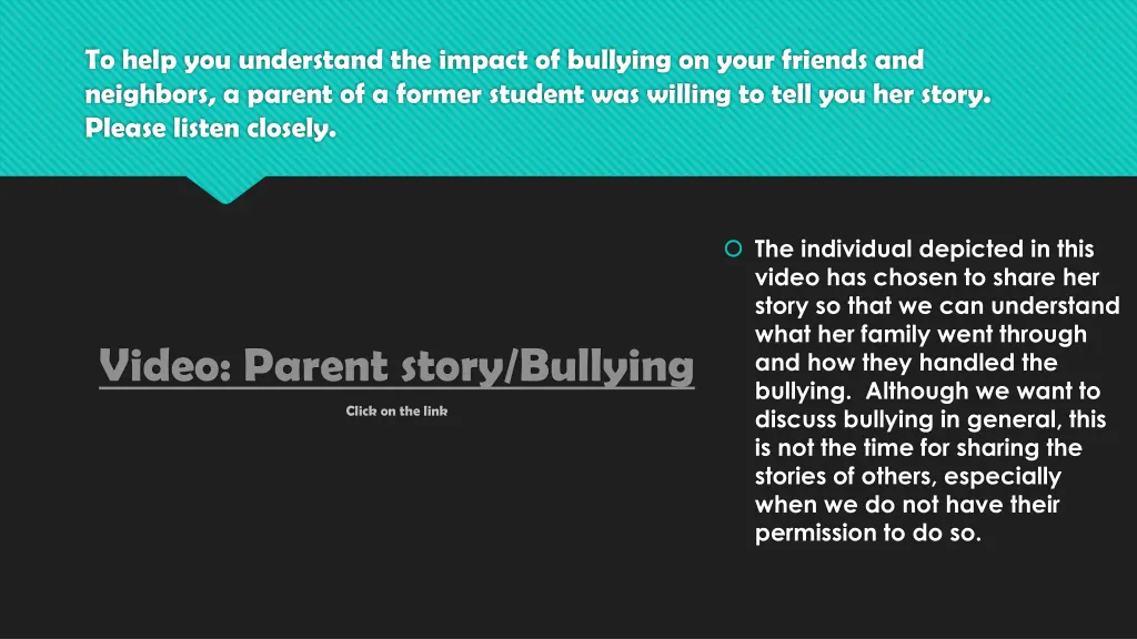 to help you understand the impact of bullying