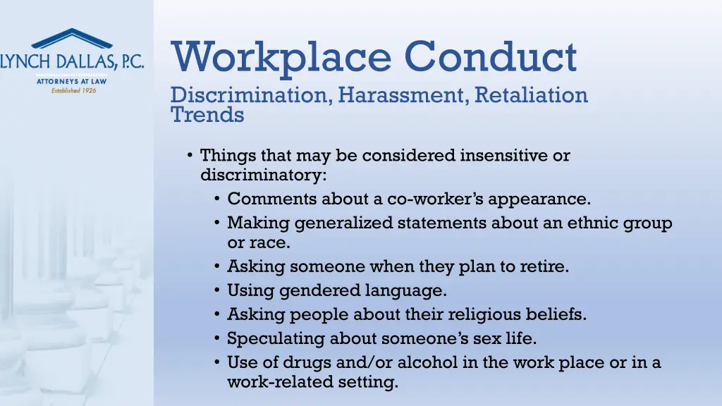 workplace conduct discrimination harassment 1