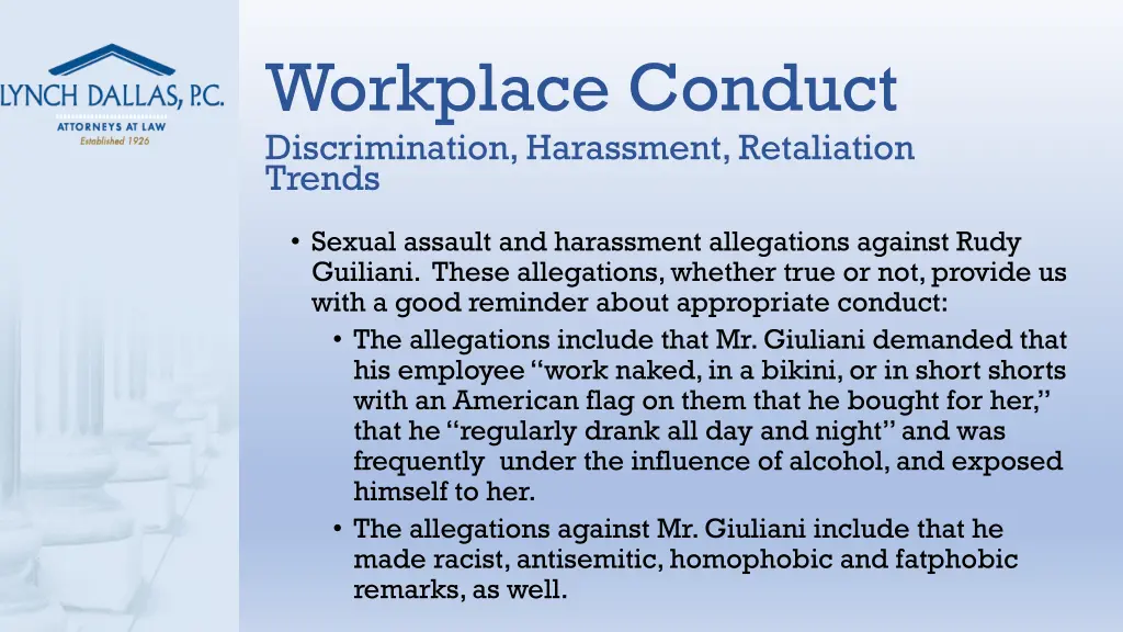workplace conduct discrimination harassment