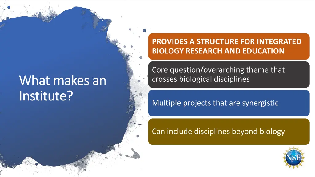 provides a structure for integrated biology