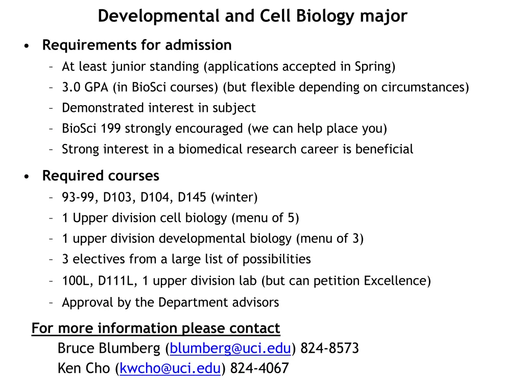 developmental and cell biology major 5