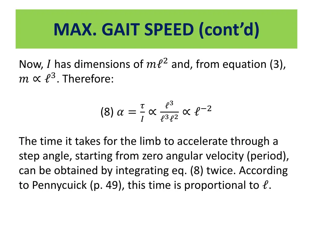 max gait speed cont d