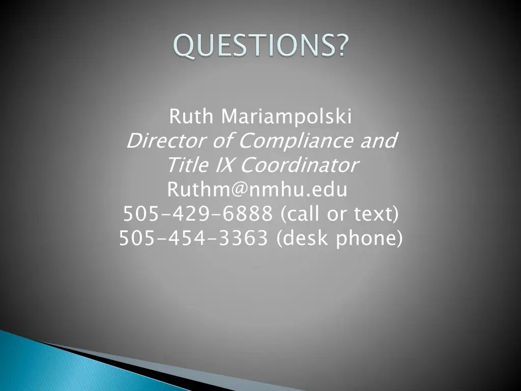 ruth mariampolski director of compliance