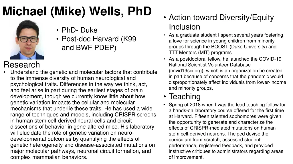 michael mike wells phd