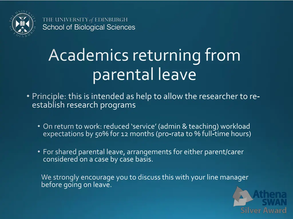 academics returning from parental leave