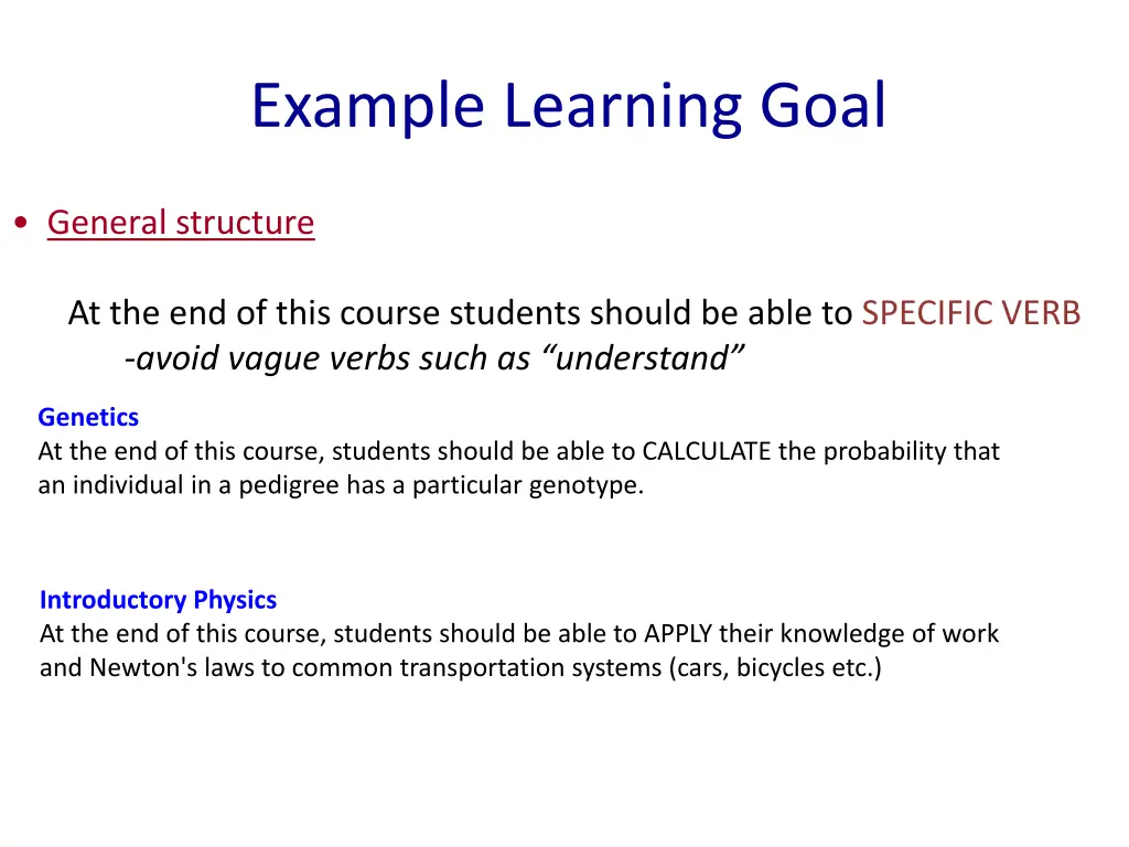 example learning goal