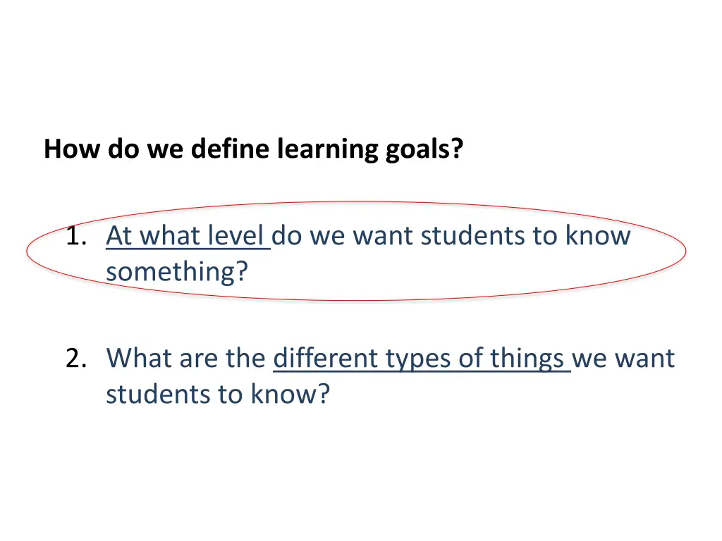 how do we define learning goals