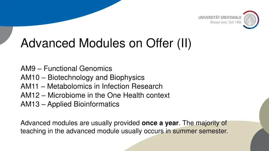 advanced modules on offer ii