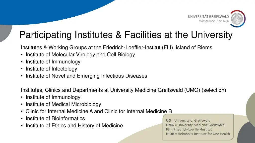 participating institutes facilities 1