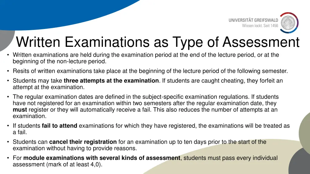 written examinations as type of assessment