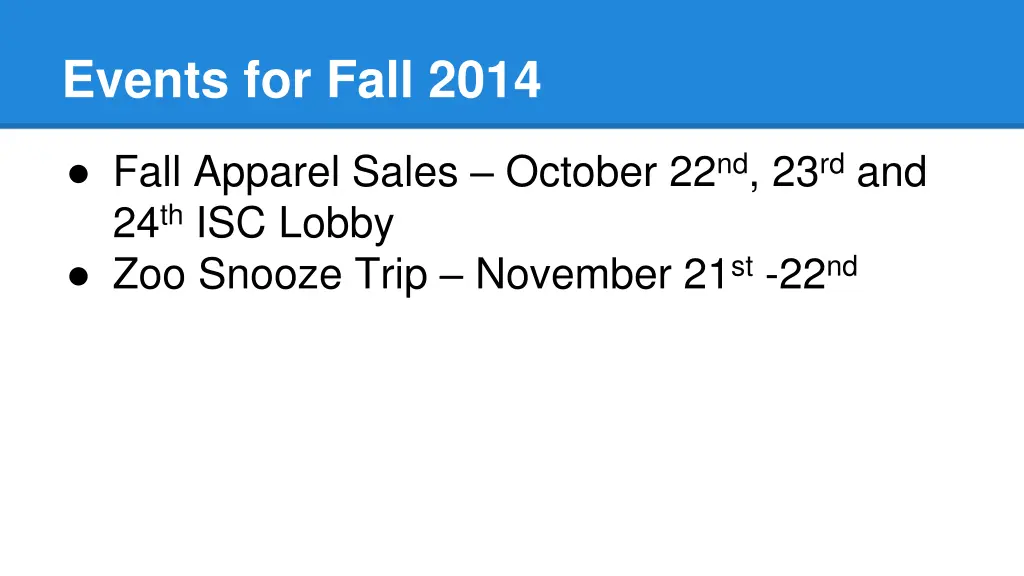 events for fall 2014