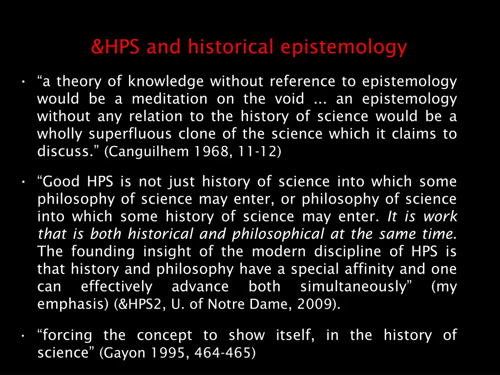 hps and historical epistemology