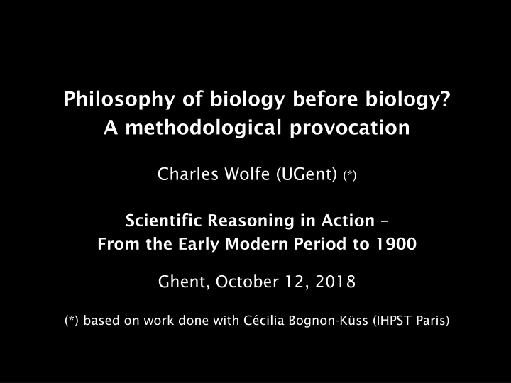 philosophy of biology before biology