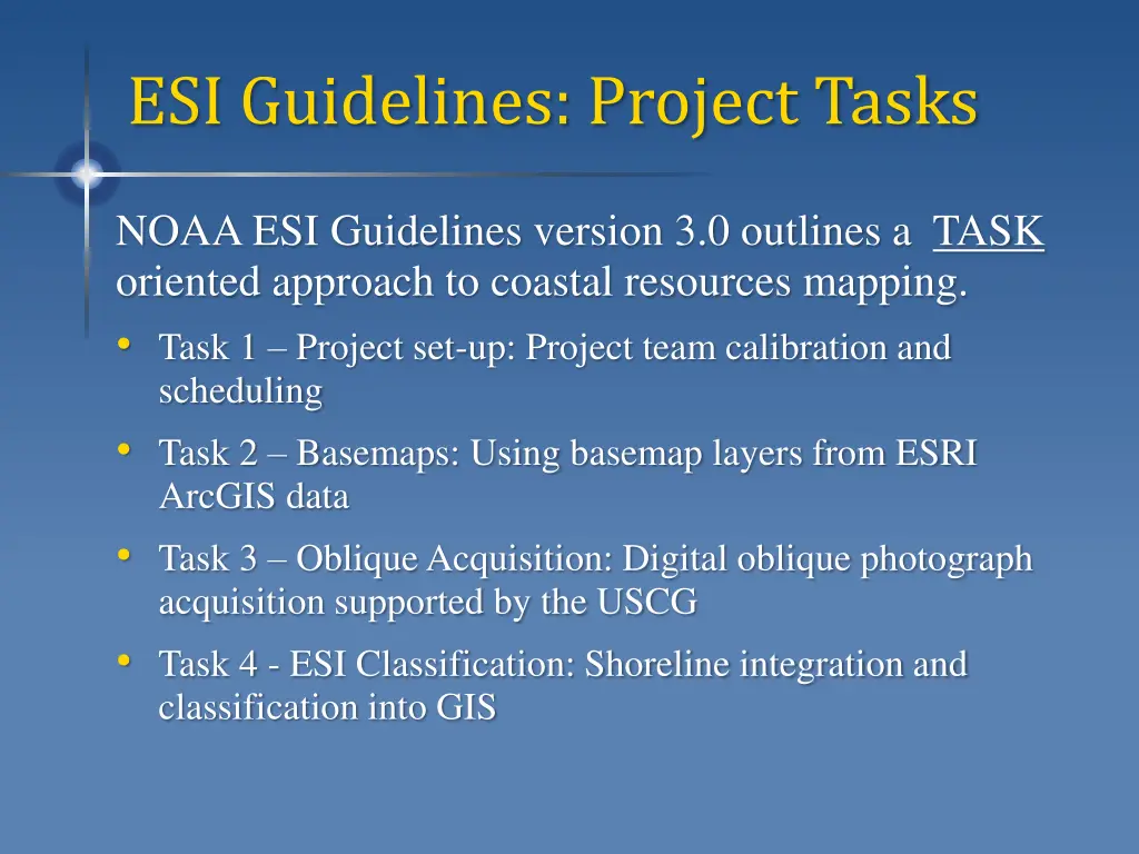 esi guidelines project tasks