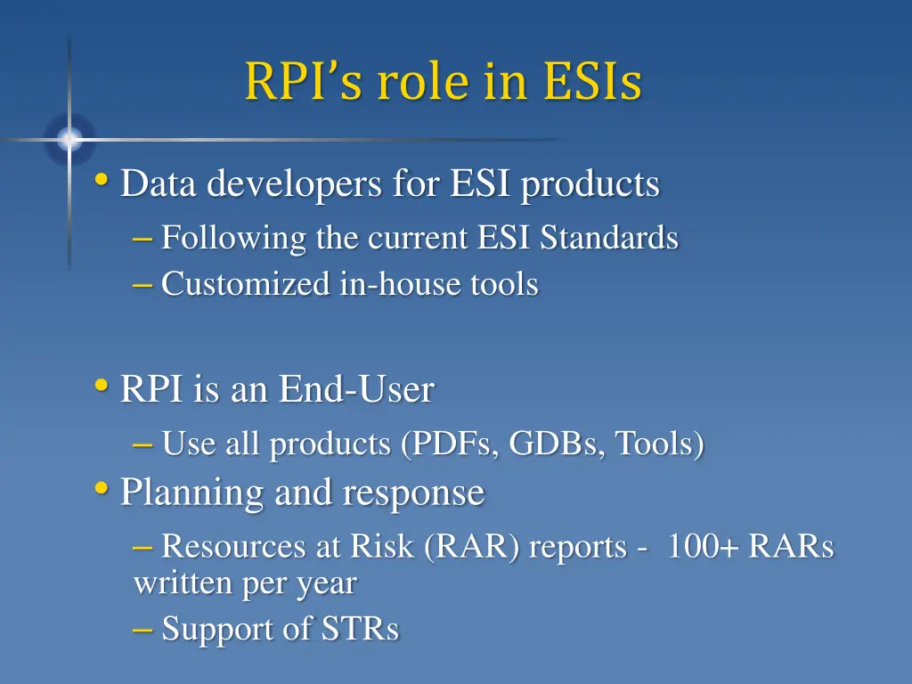 rpi s role in esis